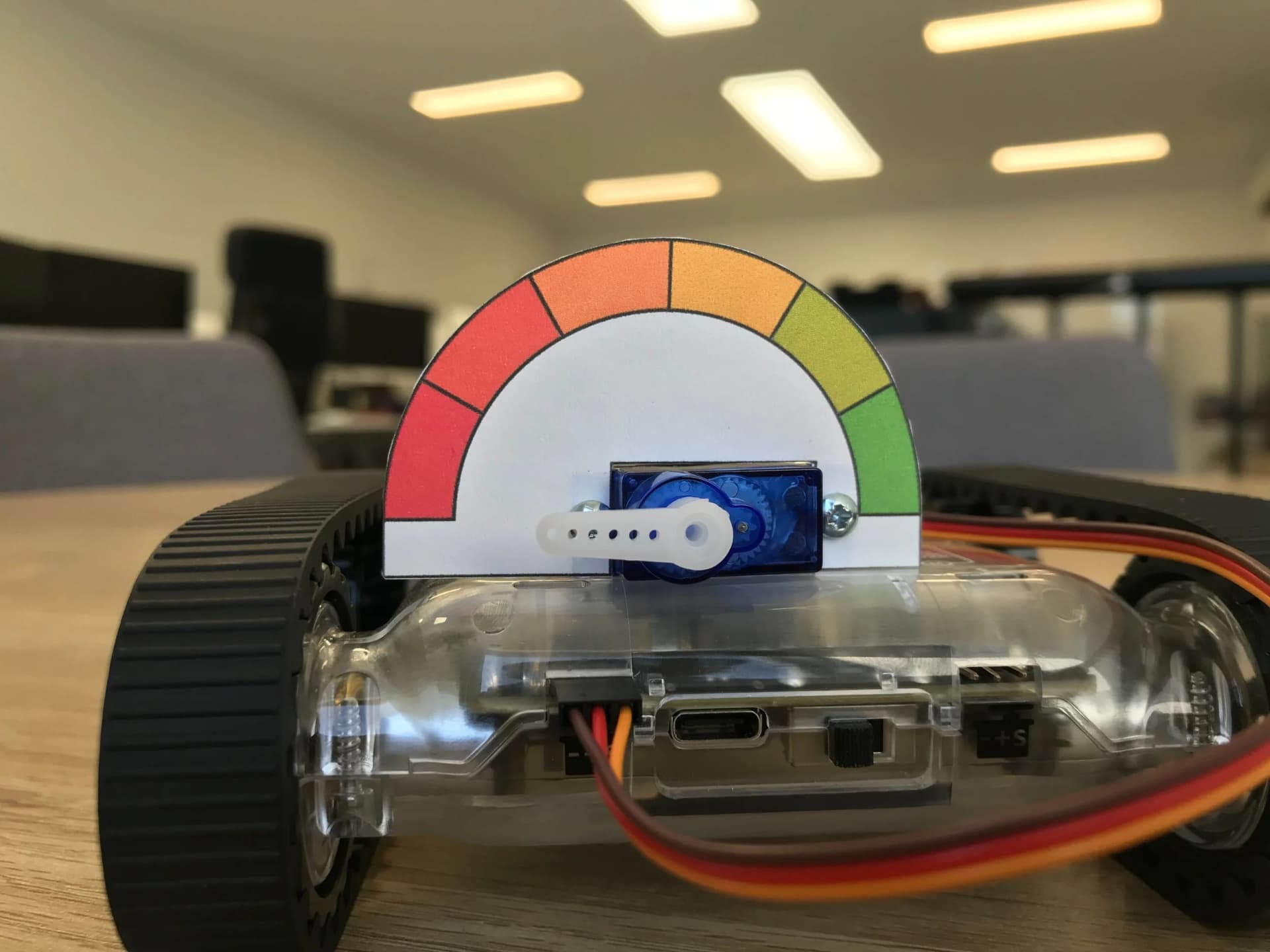 Servo motor and 3rd-party electronics connected to a Micromelon Rover